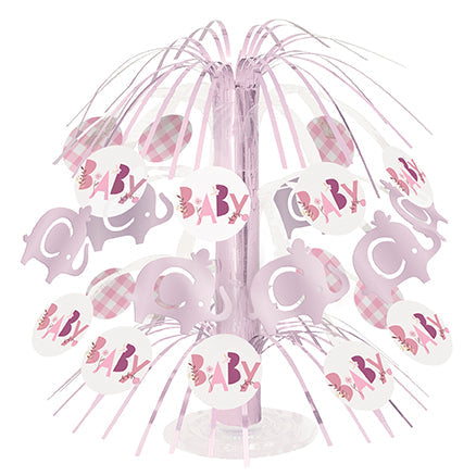 Pink Floral Elephant Foil Cascade Centerpiece 8.5in