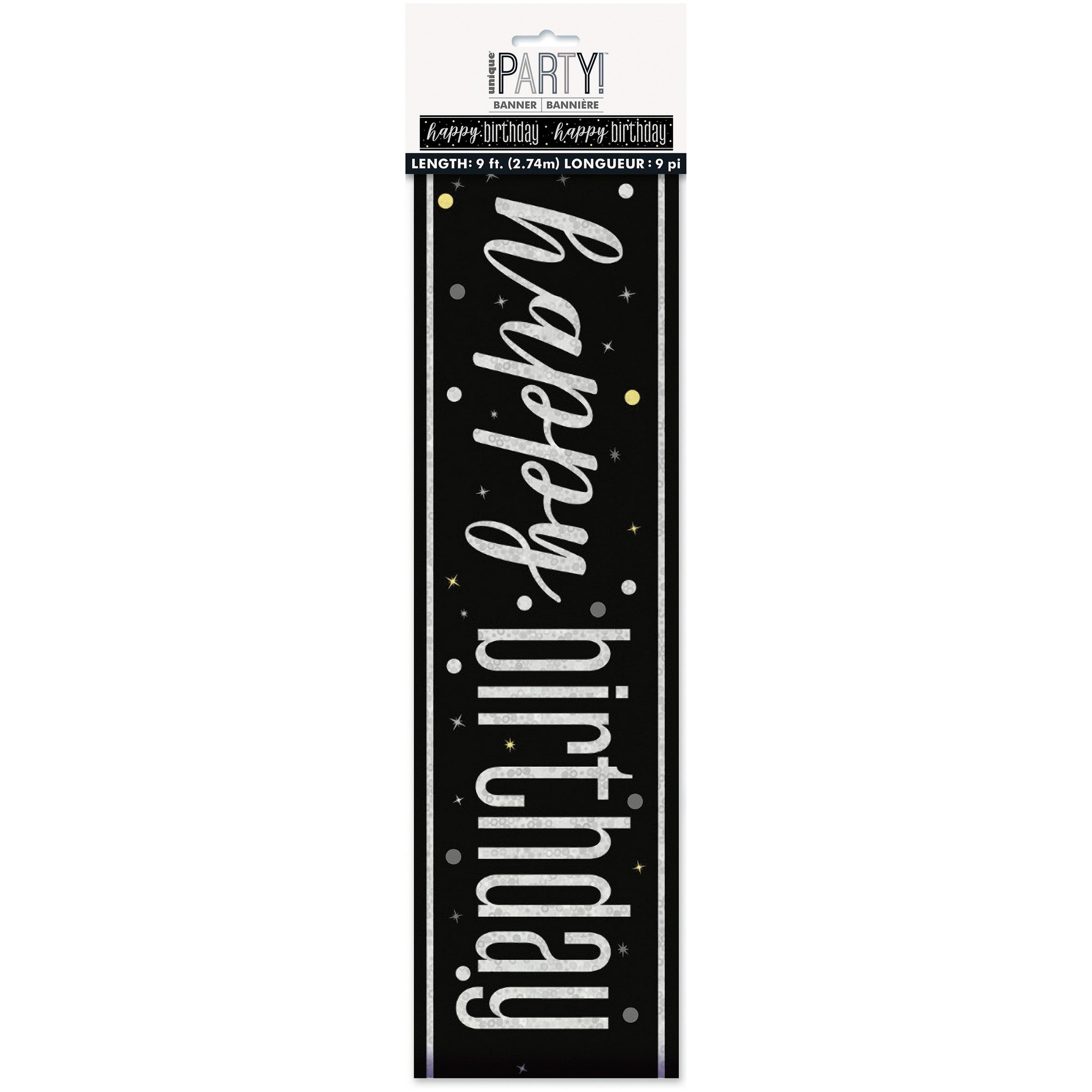 Happy Birthday Black Plastic Banner 108in