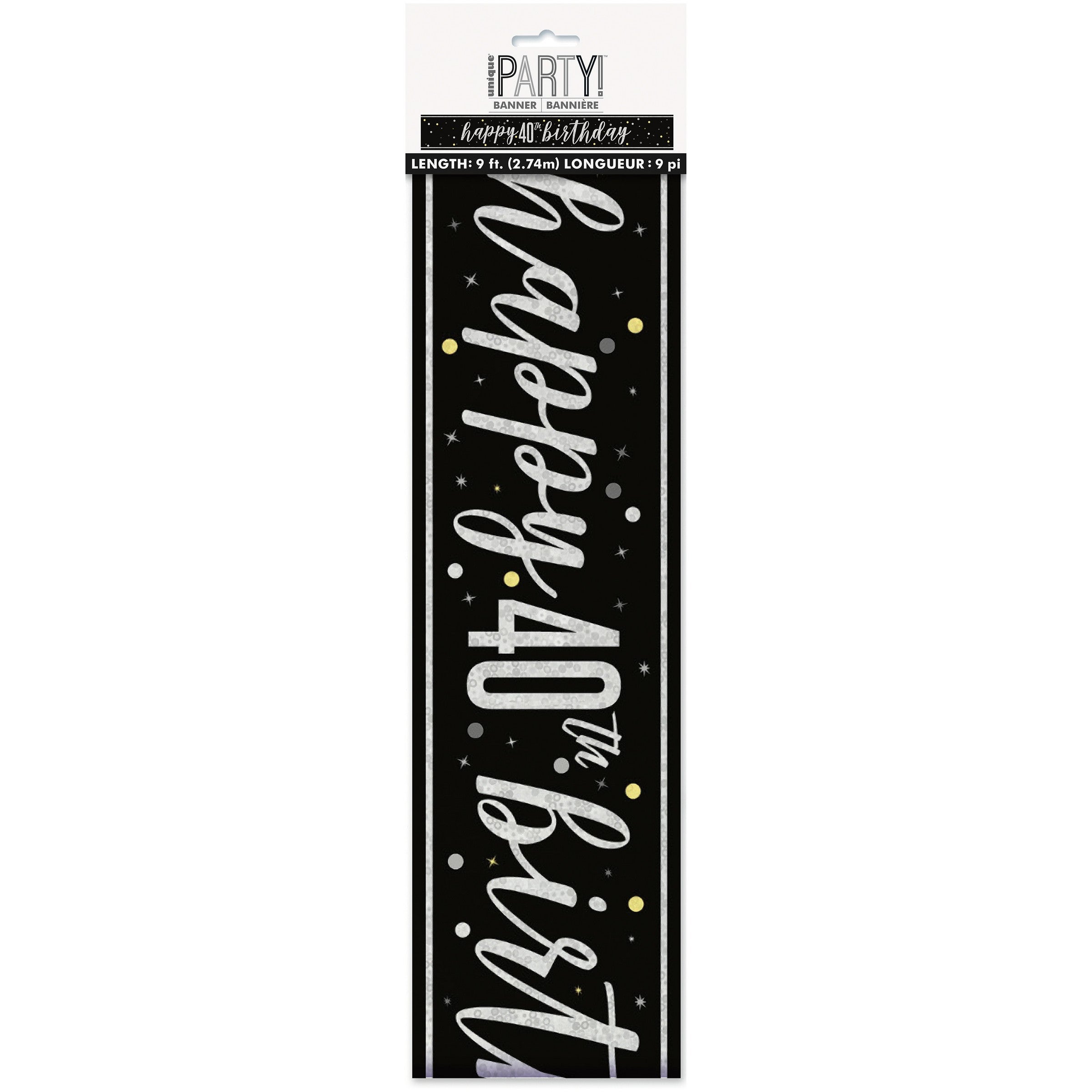 Age 40 Black Plastic Banner 108in