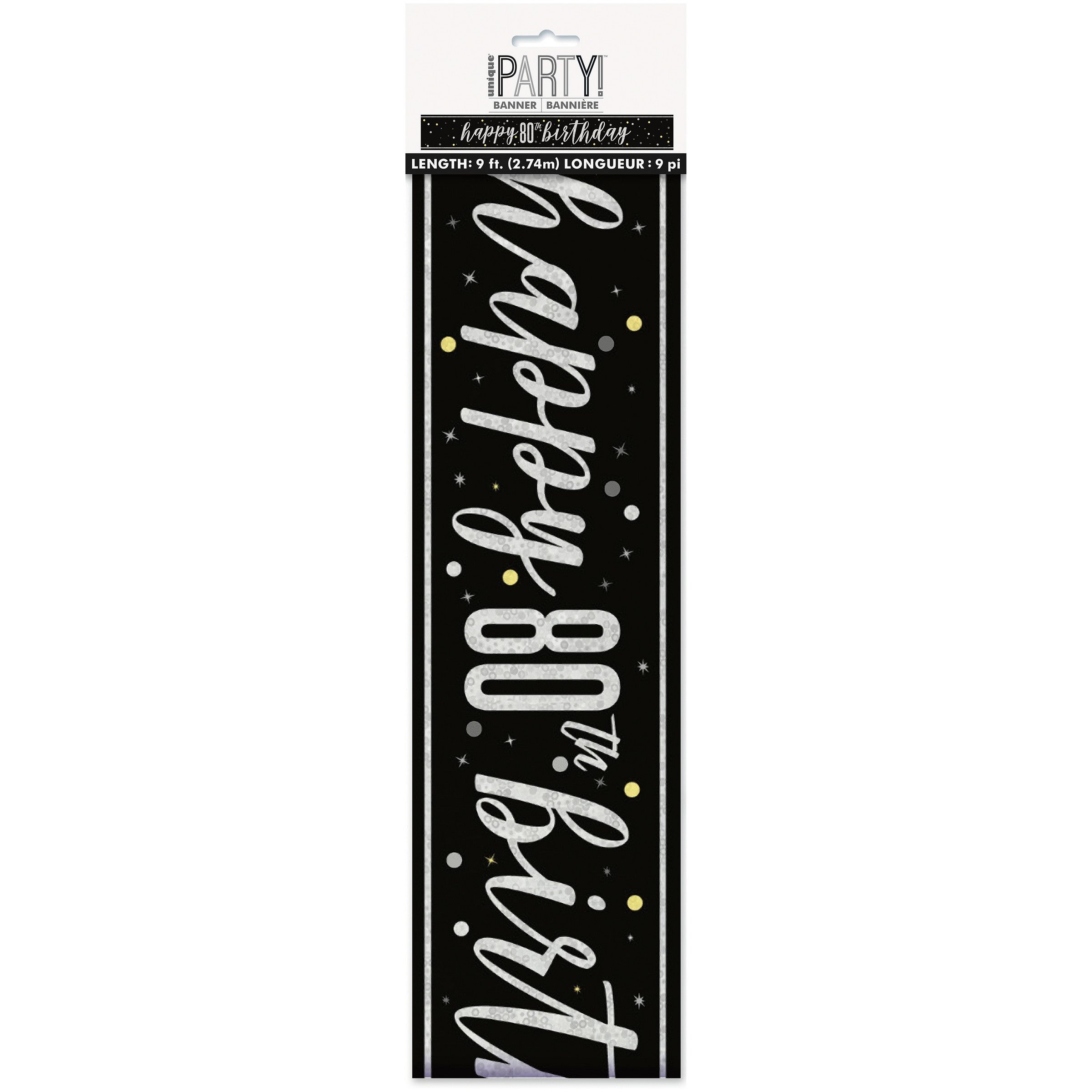 Age 80 Black Plastic Banner 108in