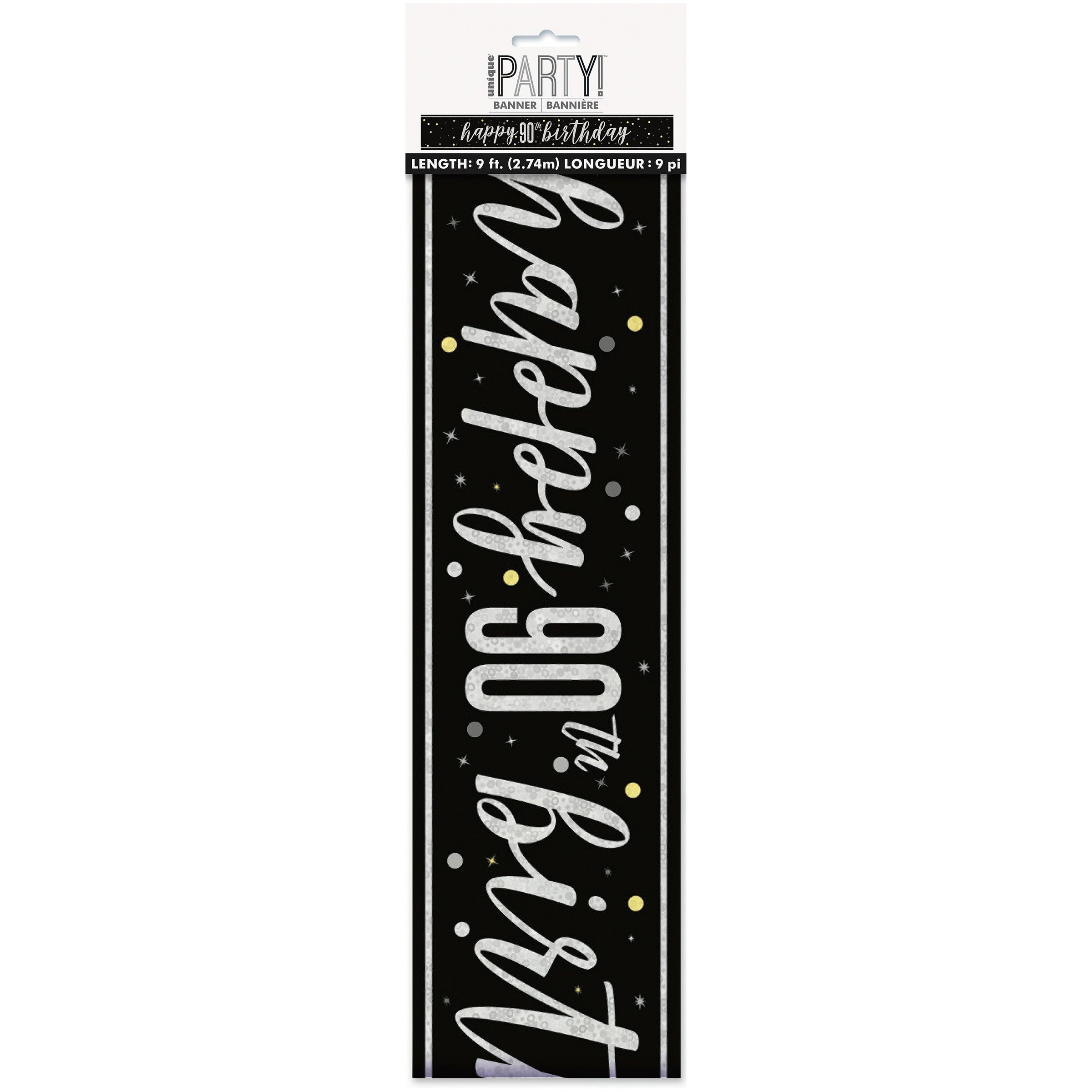 Age 90 Black Plastic Banner 108in