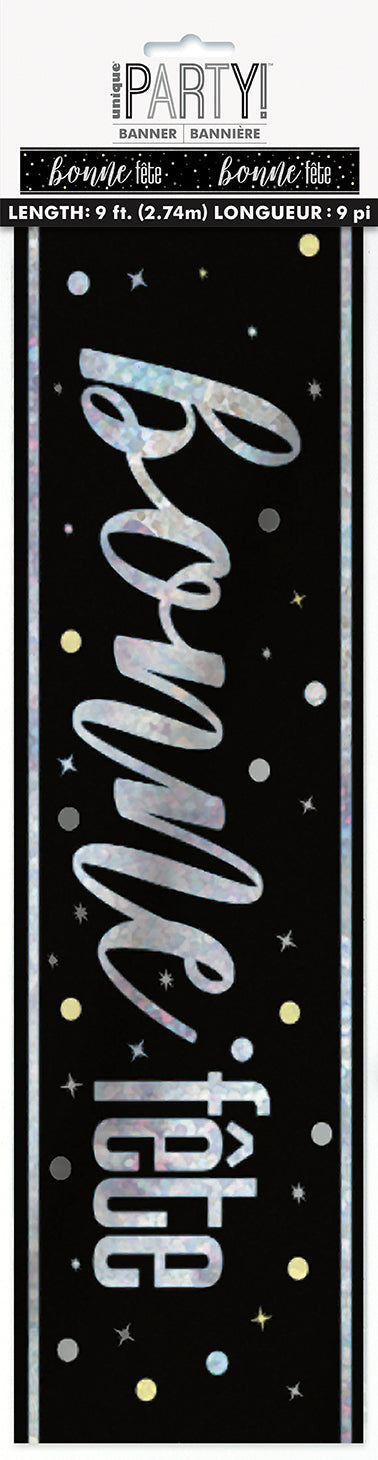 Black and Silver Prism Foil Banner 108in