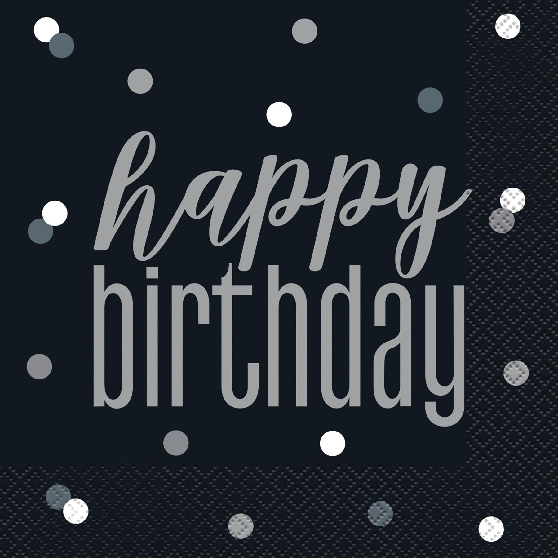 Happy Birthday Black 16 Luncheon Napkins 2 Ply 12.75x12.75in