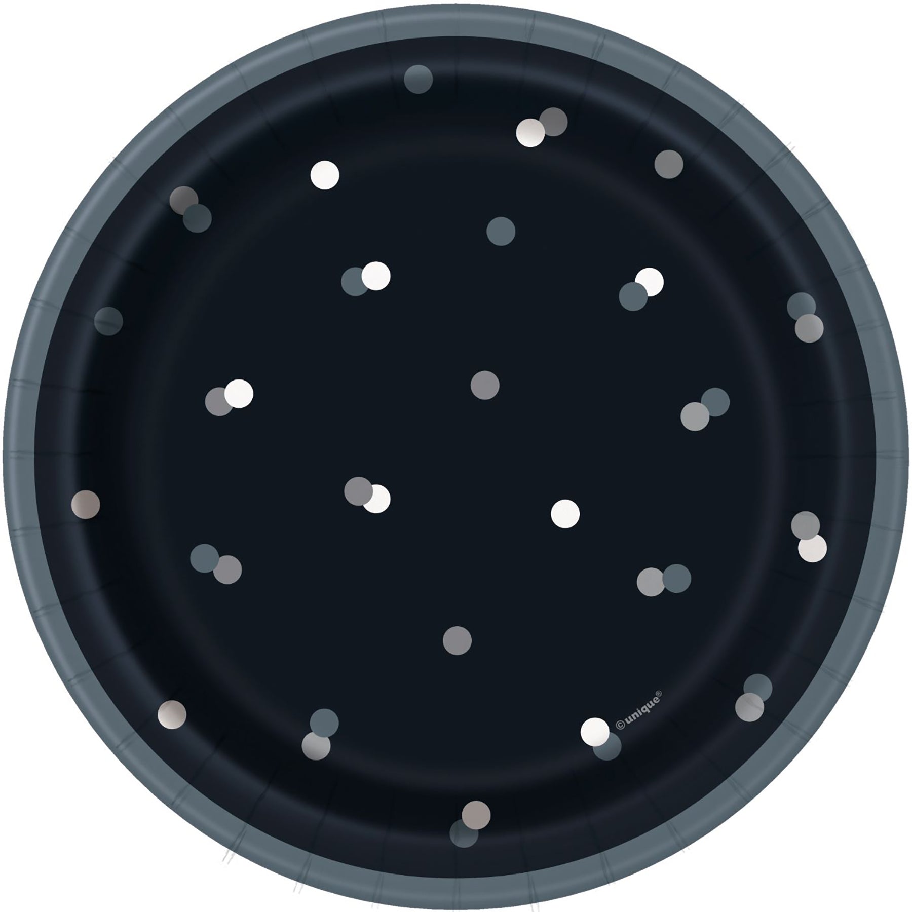 Happy Birthday Black 8 Round Paper Plates 7in