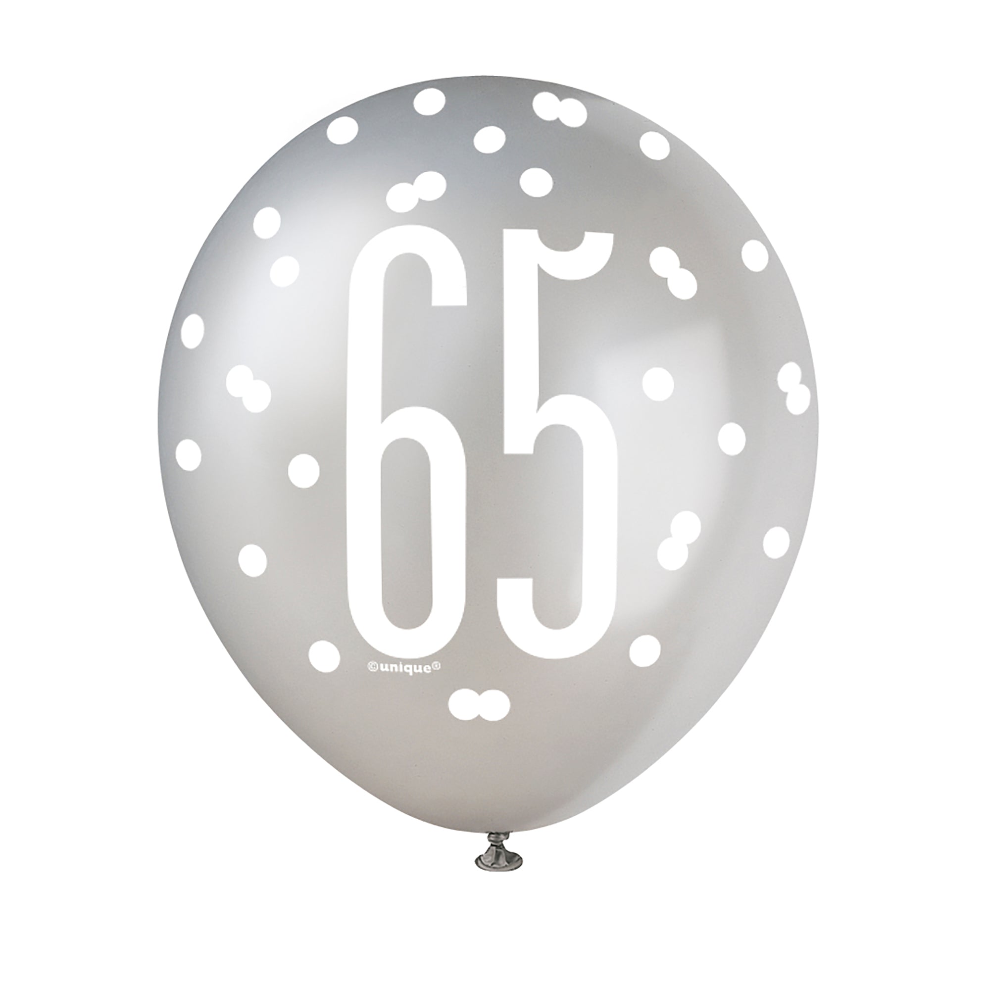 Age 65 6 Pearlized Latex Balloons 12in Black Silver and White