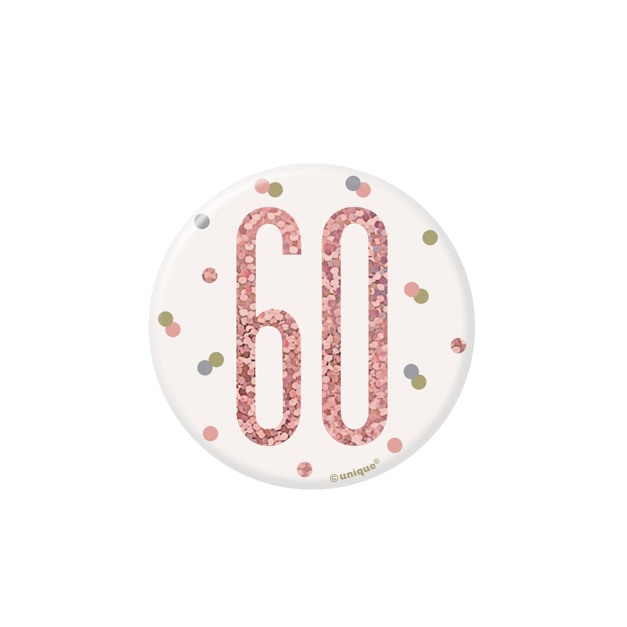 Age 60 Pink Badge 3.75in