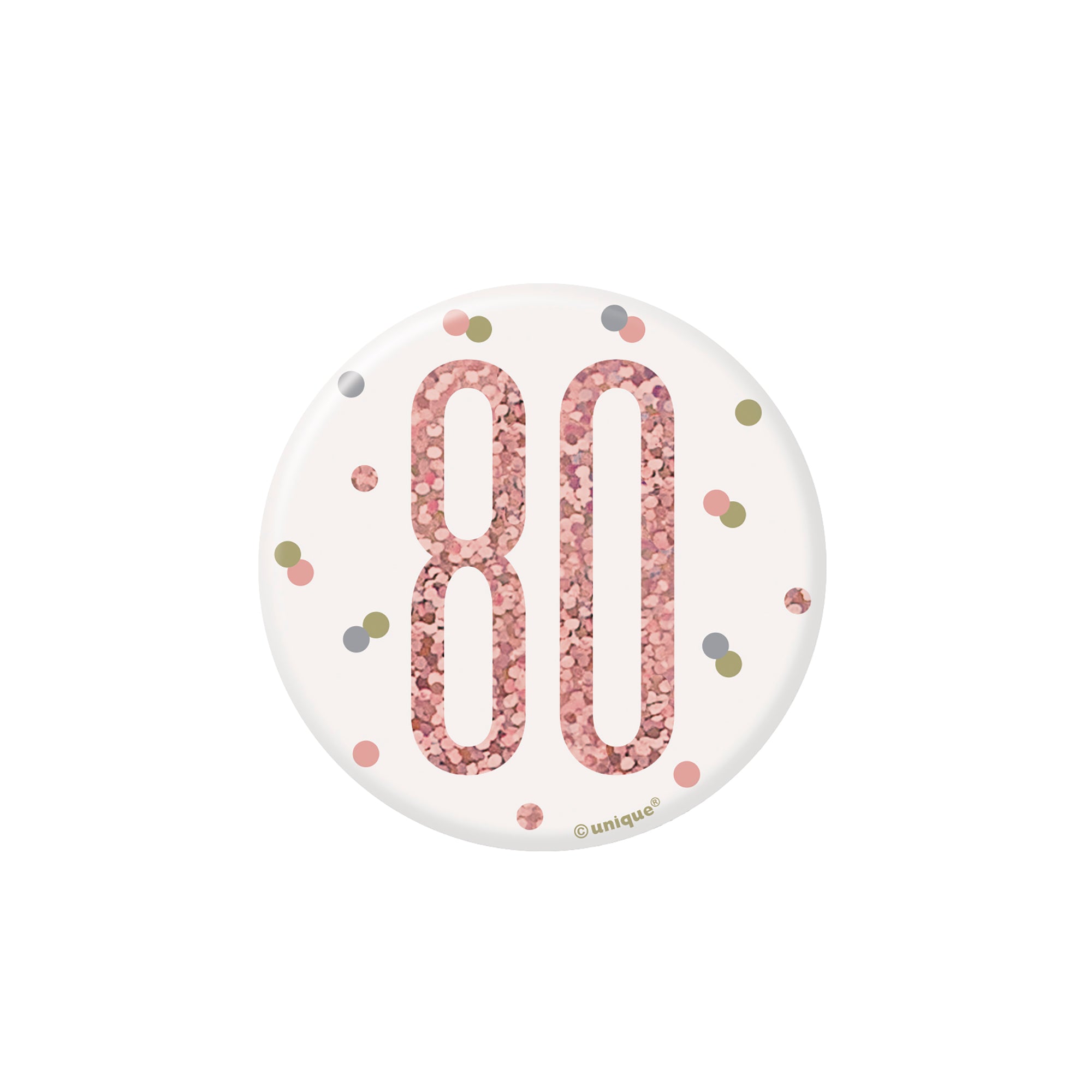 Age 80 Pink Badge 3.75in