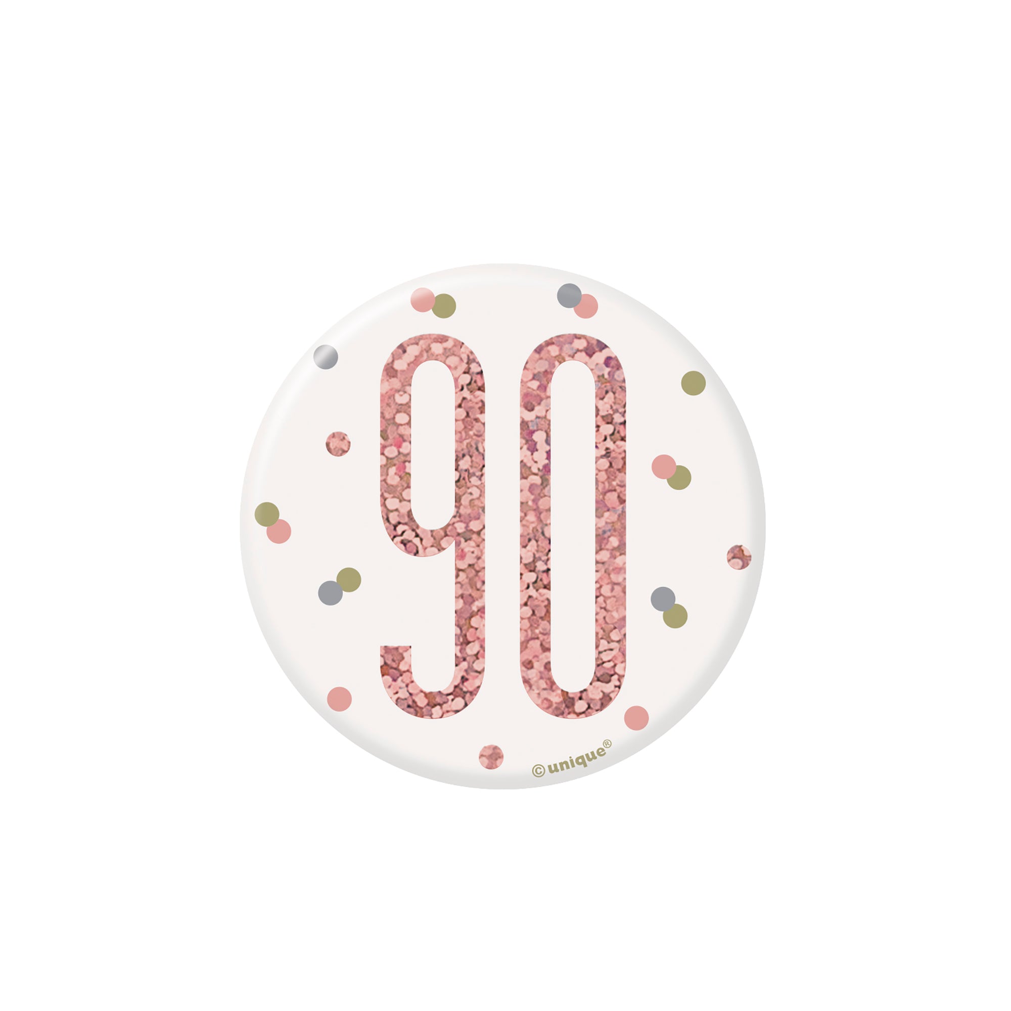 Age 90 Pink Badge 3.75in