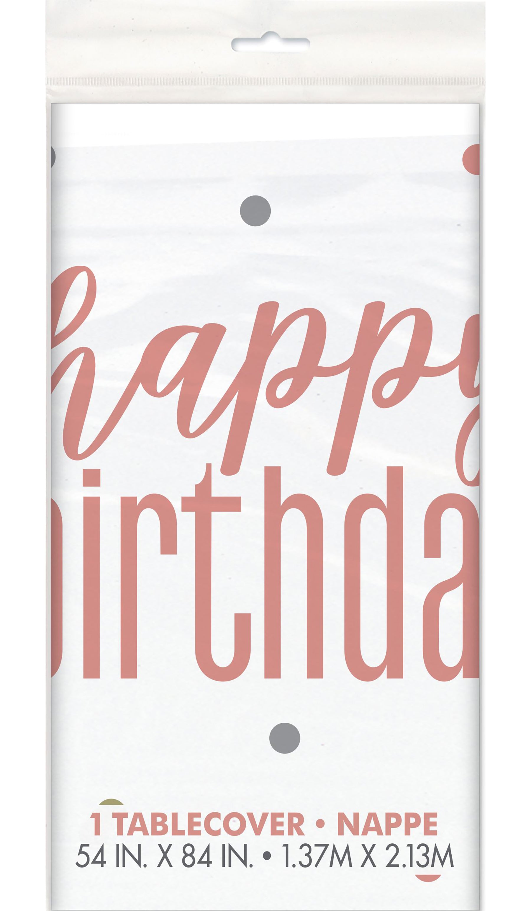 Happy Birthday Pink Plastic Tablecover 54x84in 