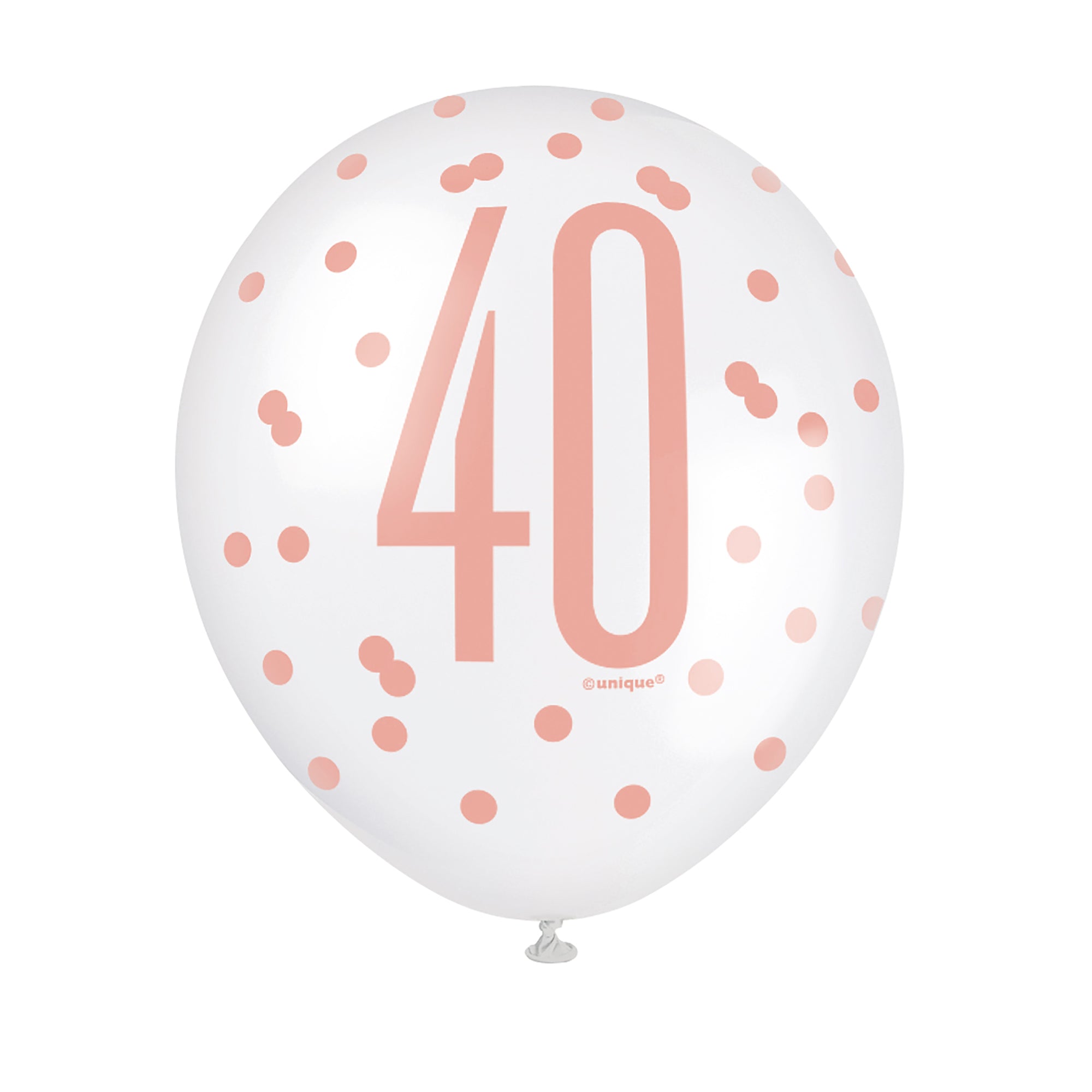 Age 40 6 Printed Latex Balloons 12in Pink and White