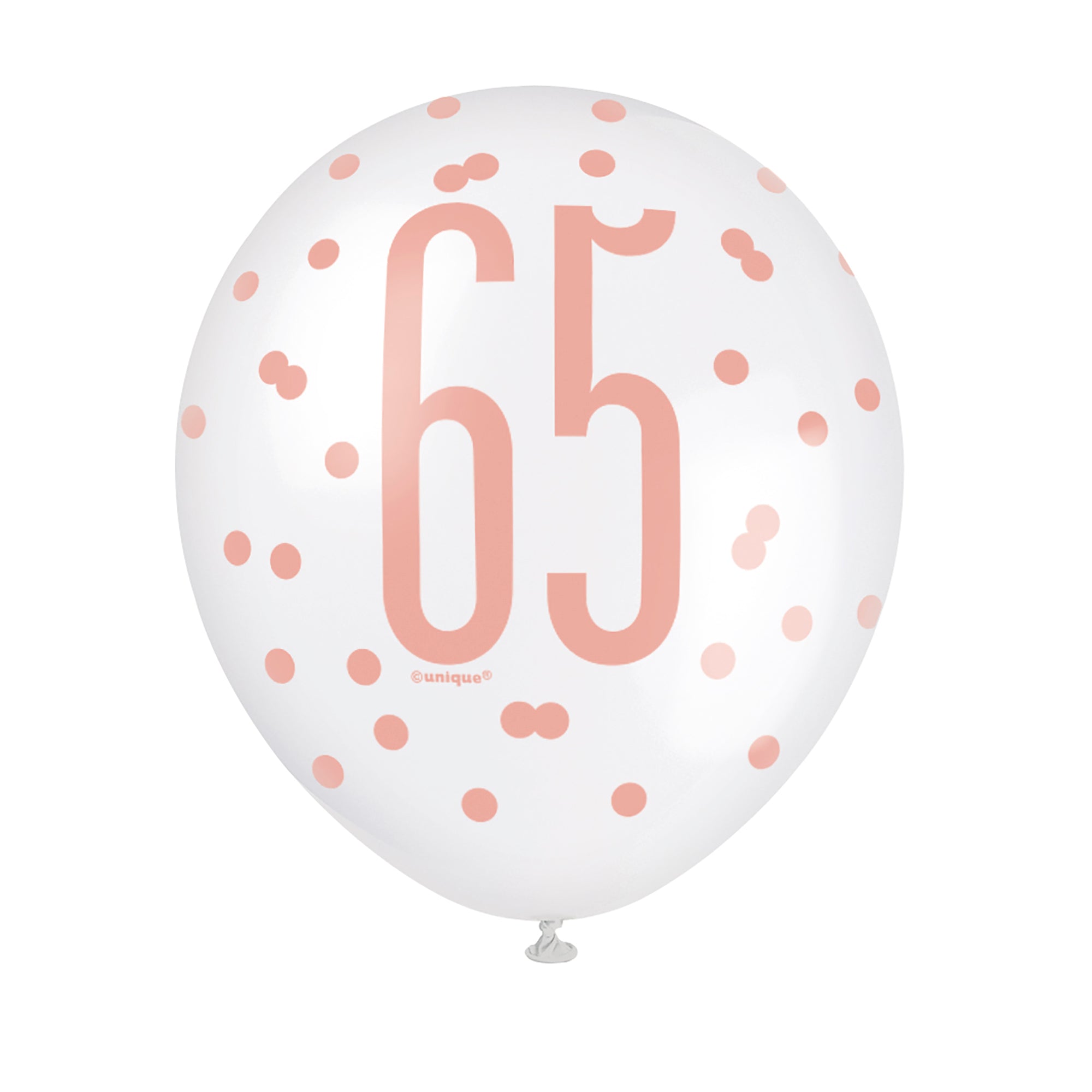 65 Ans 6 Ballons Latex 12po Imprimés Rose et Blanc 