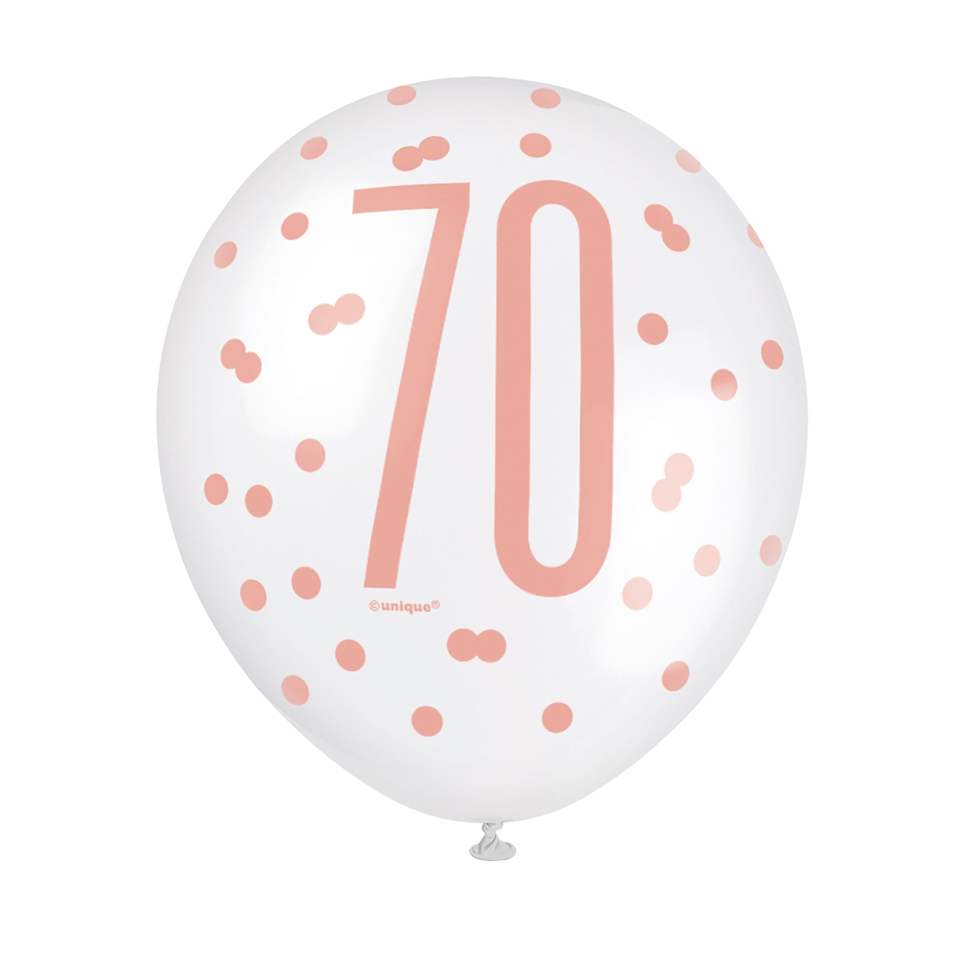 70 Ans 6 Ballons Latex 12po Imprimés Rose et Blanc 