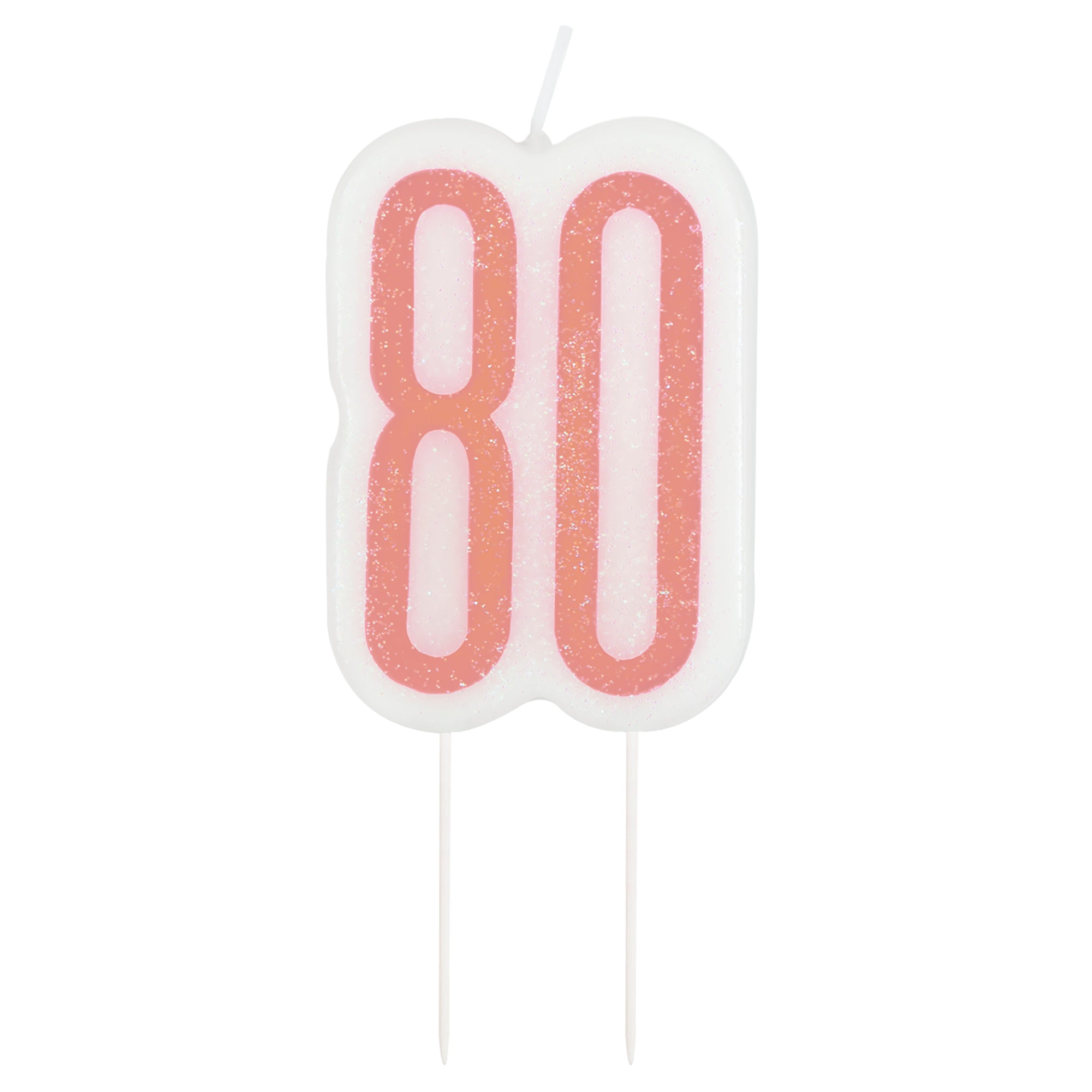 Age 80 Pink Birthday Candle 3.5in
