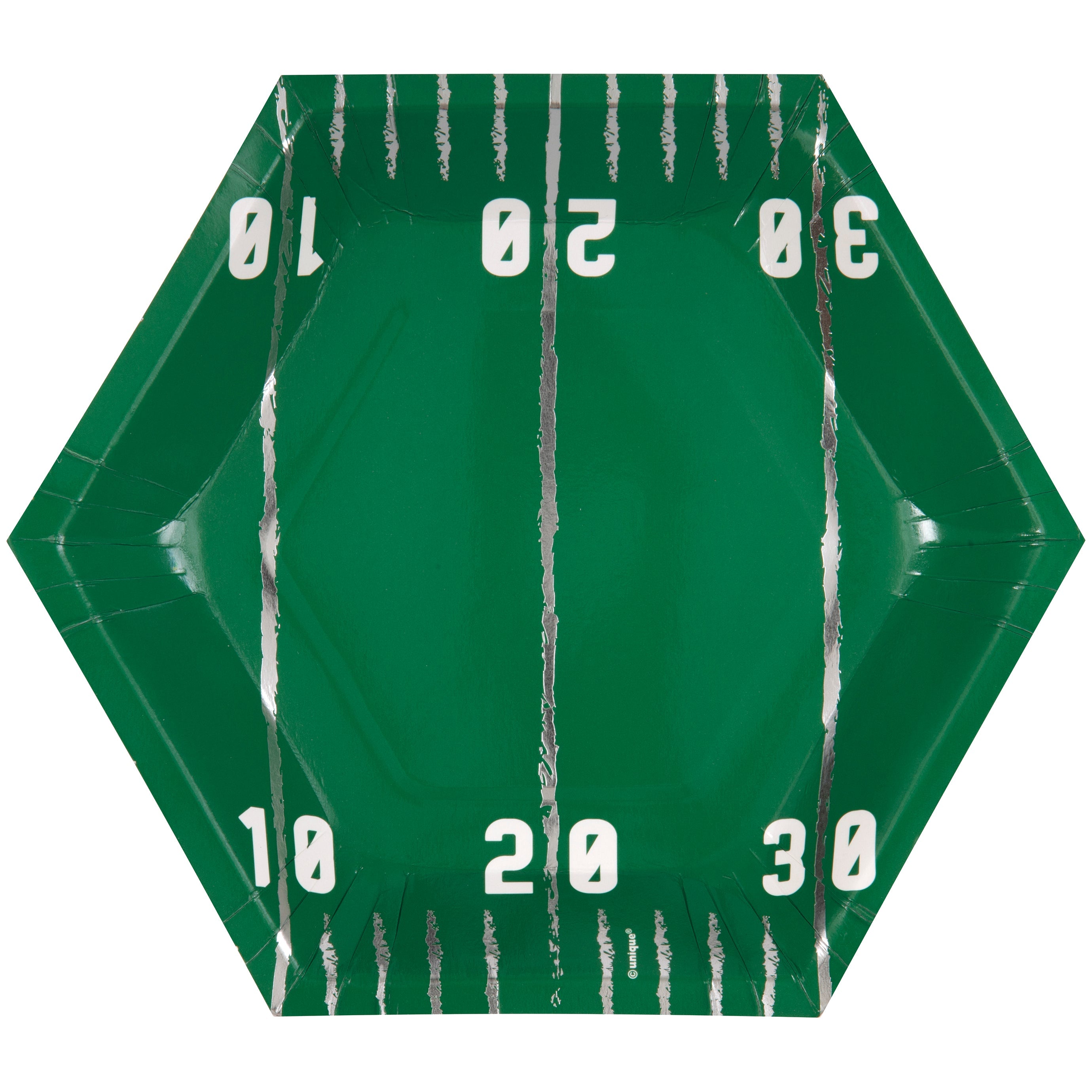 Football Toss 8 Hexagon Shaped Paper Plates with Foil 8.25in