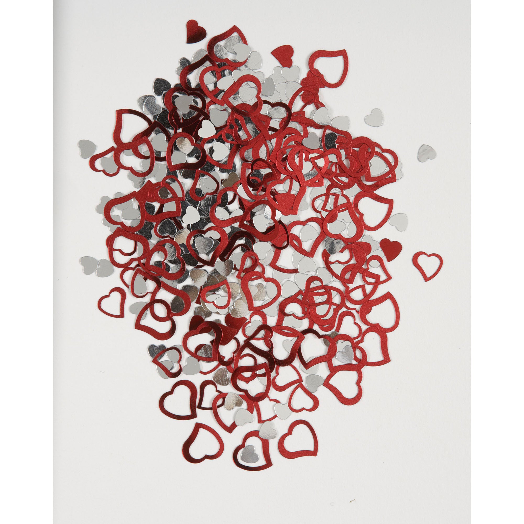 Hearts Foil Confetti Red and Silver 0.5oz