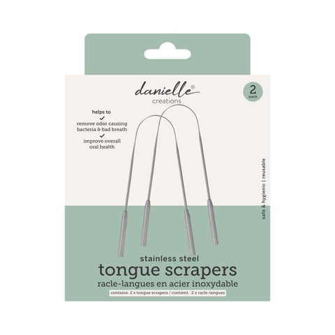 Danielle Creations 2 Reusable Stainless Steel Tongue Scrapers 5in