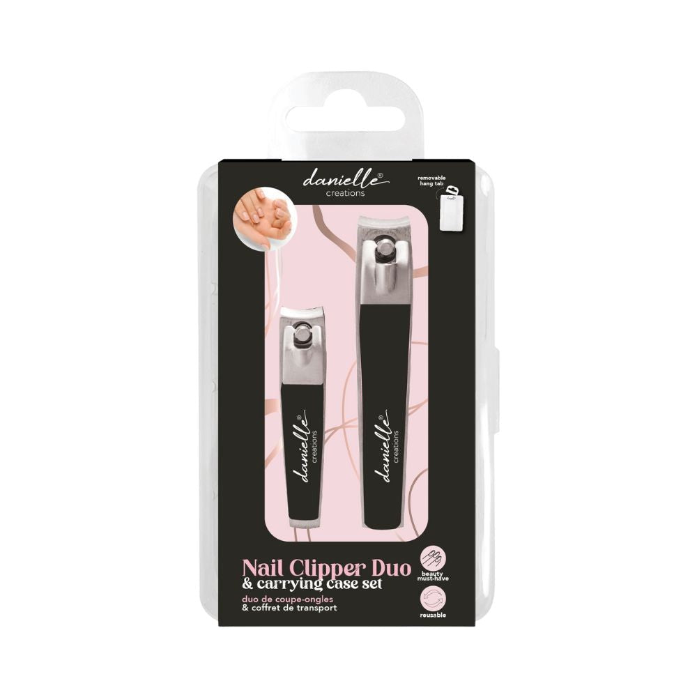 Danielle Creations 2pcs Nail Clipper Duo with Plastic Carrying Case - Black 