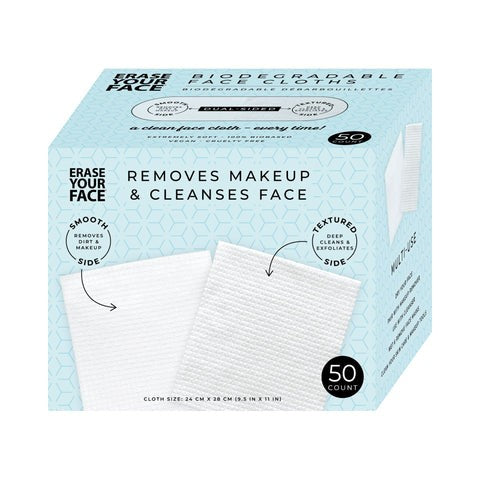 Erase Your Face - 50pcs Face Cloth Biodegradable 9.5x11in