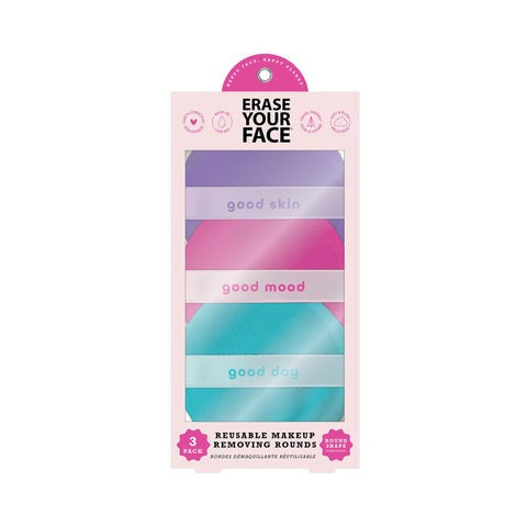 Erase Your Face 3pcs Reusable Makeup Removing Rounds 4.25in dia.