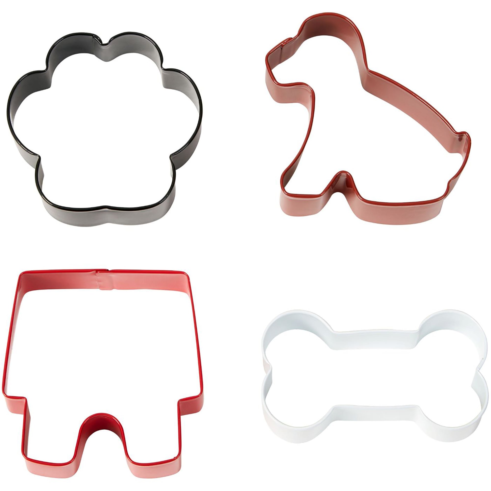 Wilton 4pcs Metal Cookie Cutter Set Dog Theme  3in to 3.5in