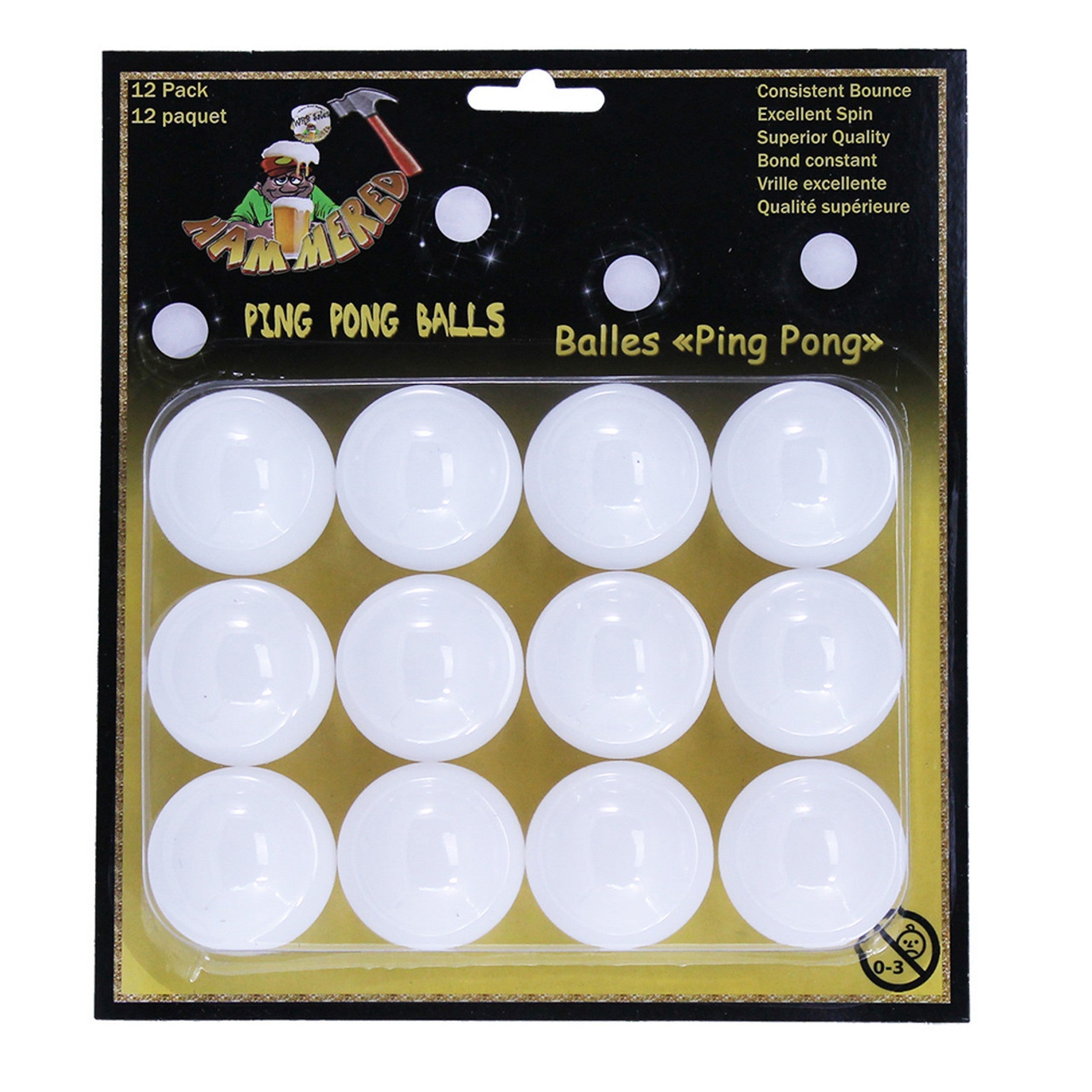 12 White Ping Pong Balls 1.5in
