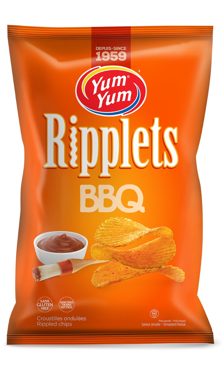 Yum Yum Ripplets BBQ Potato Chips 200g