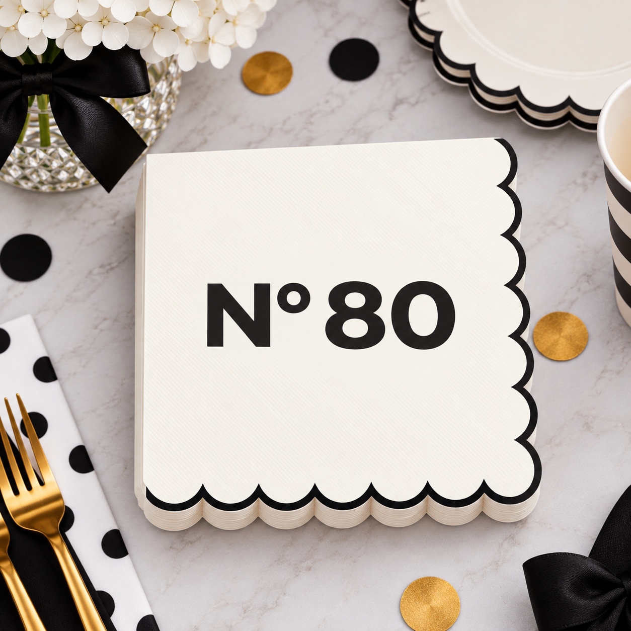 Oui Party Chic 80th Birthday 16 Luncheon Napkins 3-Ply
