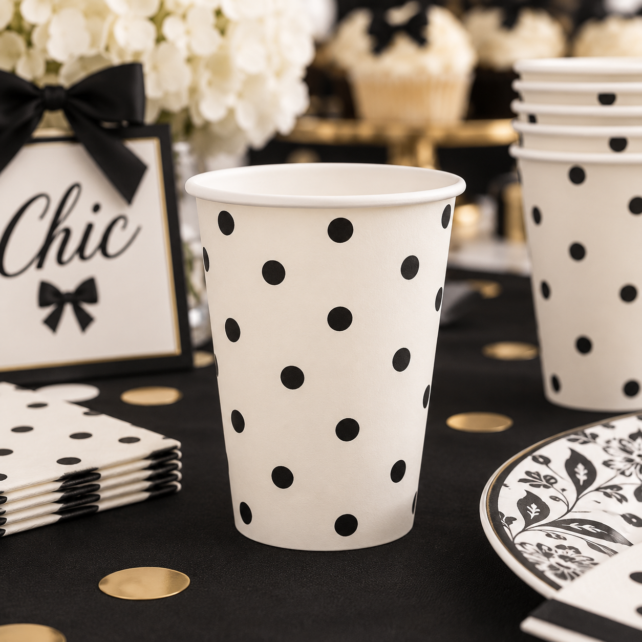 Oui Party Chic Polka Dot 8 Paper Cups 9oz