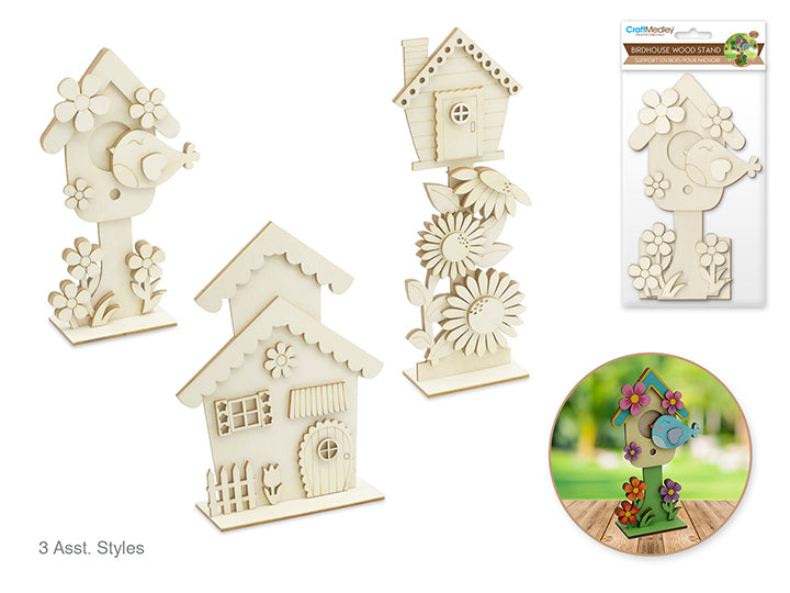 DIY 3D Blooming Wood Shape with Stand Birdhouse