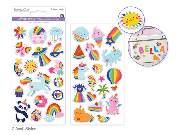 3D Puffy Icon Stickers 3.8x6.9in Assorted Fancy