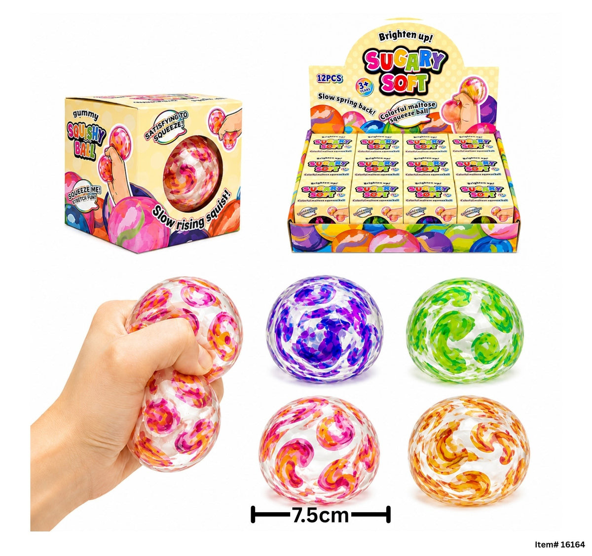 Balle squishy marbrée Gummee 7.5cm