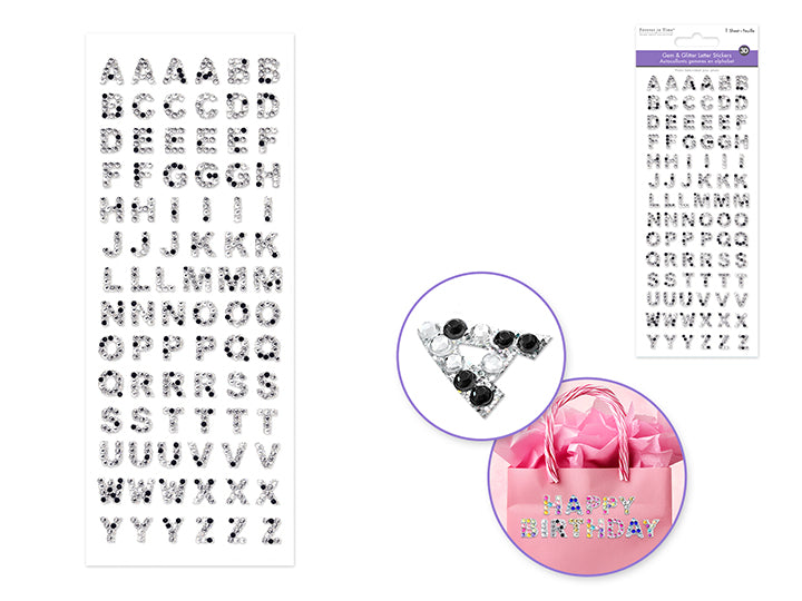 Alpha Gem Stickers 3.3x7.8in 84pc 10mm Black