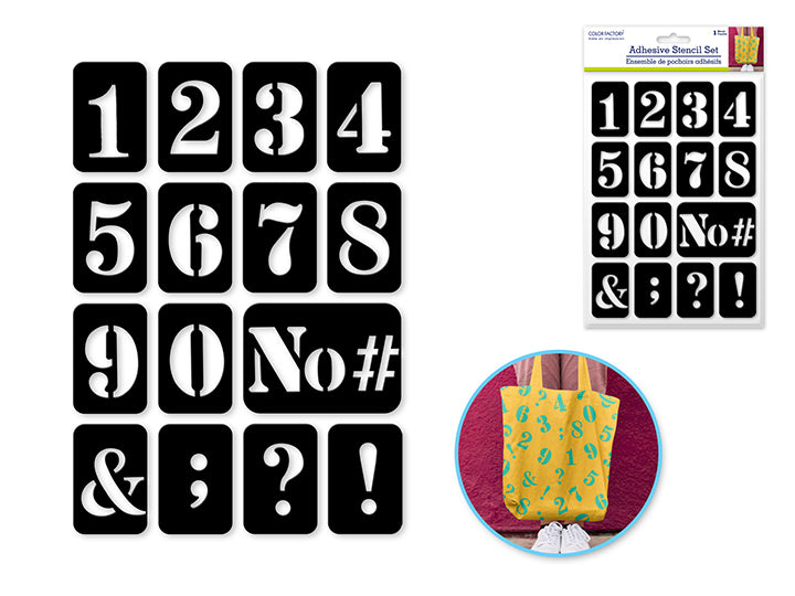 Reusable Repositionable Adhesive Stencils 5.9x8.3in Numbers