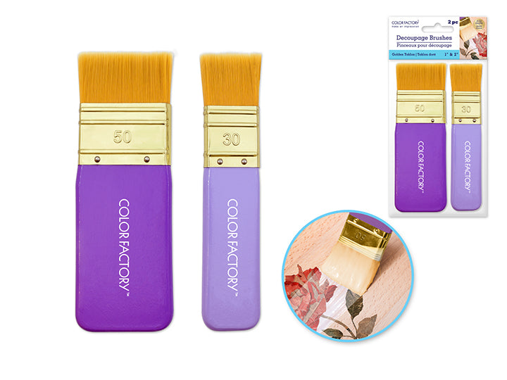 Gold Taklon Decoupage Brushes 1in and 2in 2pc