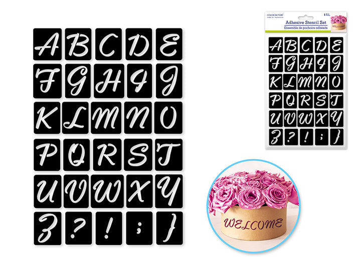 Reusable Repositionable Adhesive Stencils 5.9x8.3in Alphabet