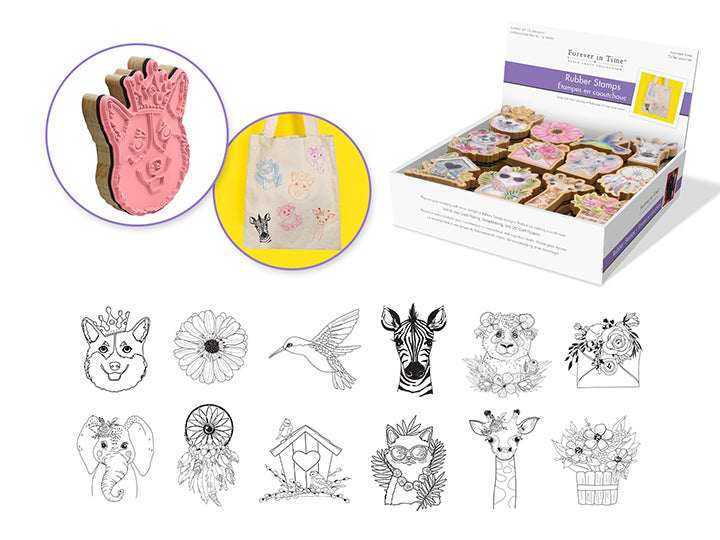 Wooden Rubber Designer Palm Stamps Assorted