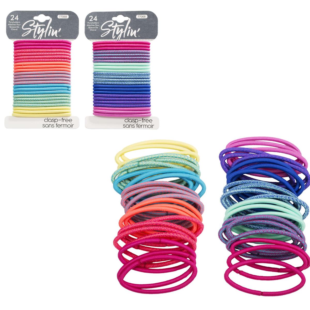 24-Piece Heathered and Solid Ponytail Holders