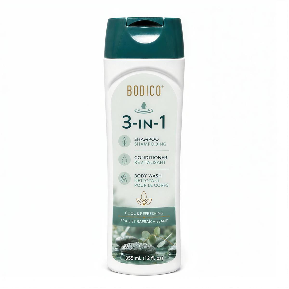 Bodico Shampoing, revitalisant et gel douche 3 en 1 océan frais 355ml