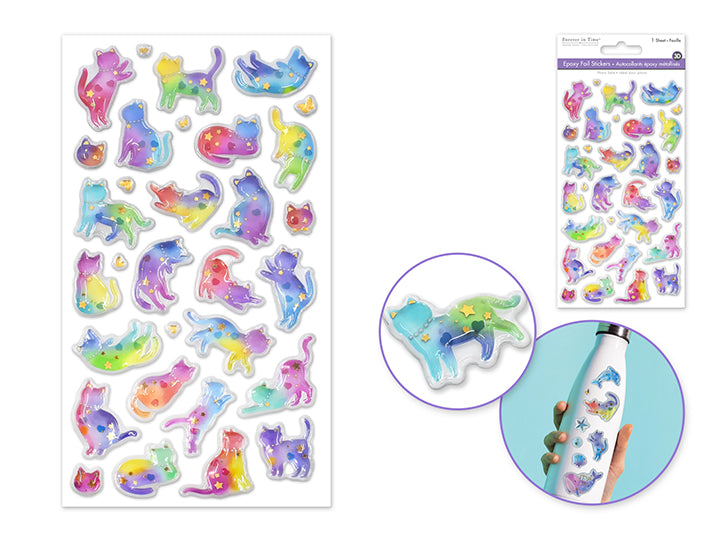 3D Epoxy Stickers with Foil Accents 3.8x6.9in Cats