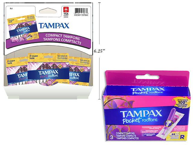 Tampax Pocket Radiant, 3 Unites