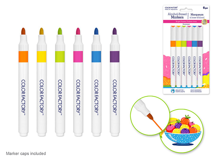 Multi-Surface Permanent Alcohol-Based Markers 6pc 2ml Assorted Brights