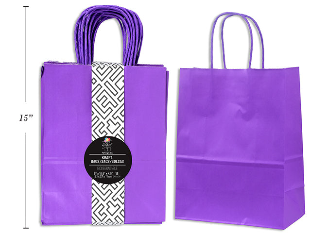 Medium Kraft Gift Bag - Purple 21x27x11cm