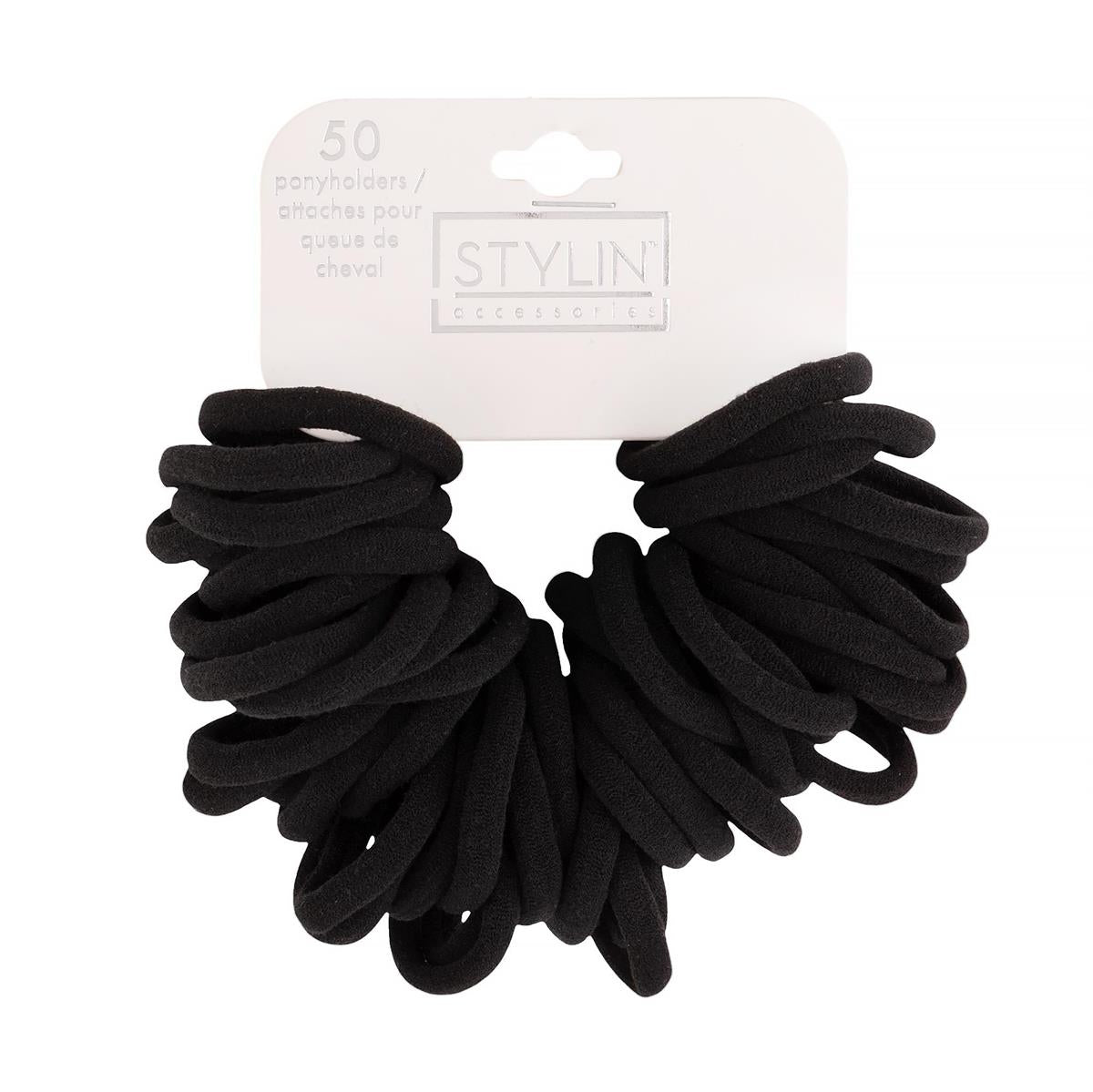50-Piece Black Ponytail Holders