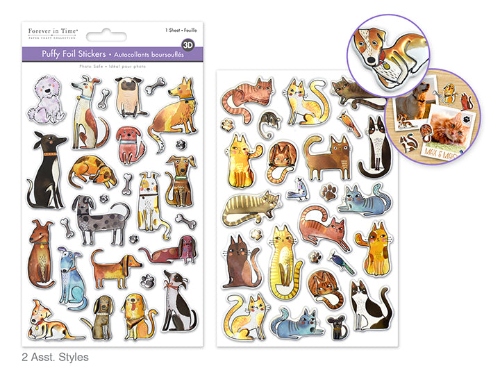 3D Puffy Foil Stickers 5.5x8.25in Assorted