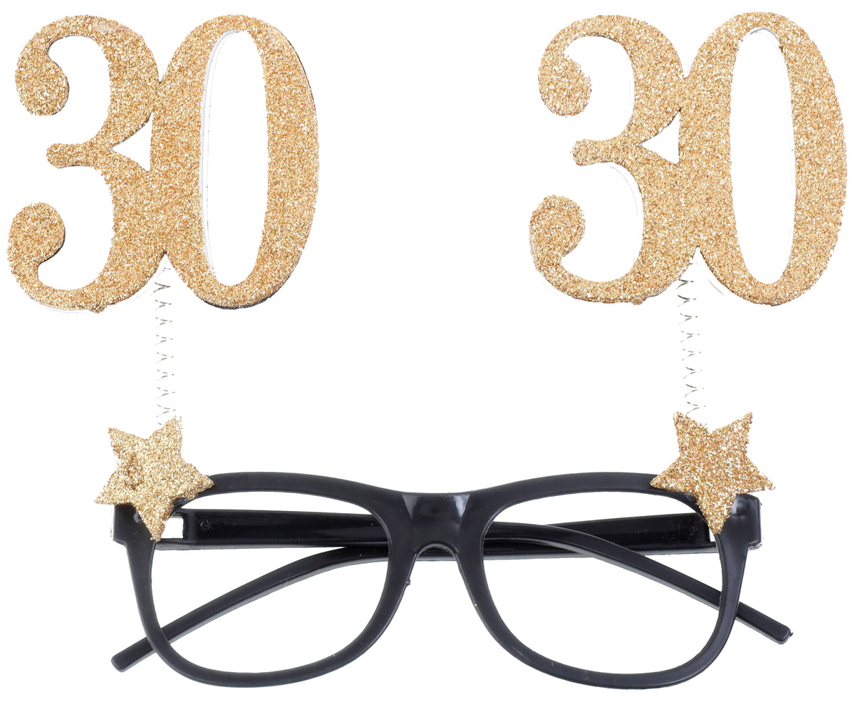 Lunettes de Fete 30 Ans - Paillettes Noir et Or