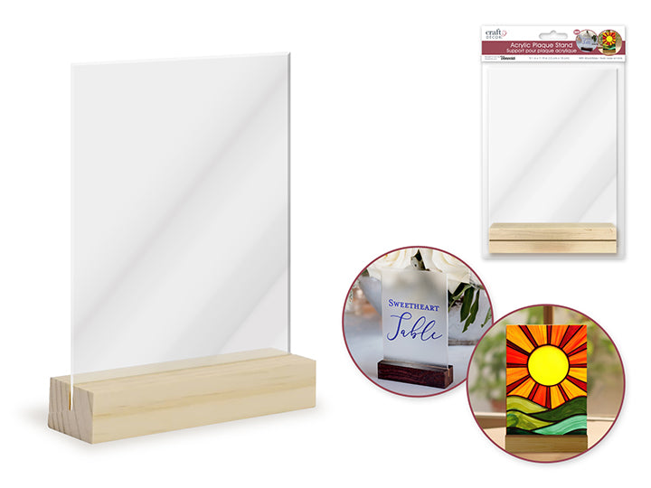 Acrylic Plaque Stand with Wood Base Rectangle