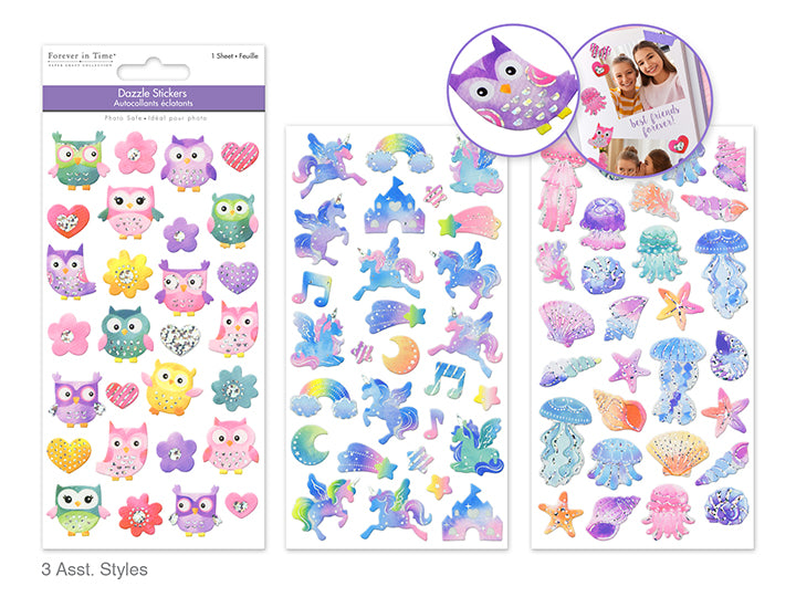 Dazzling Icon Stickers 3.7x6.9in Assorted Creatures