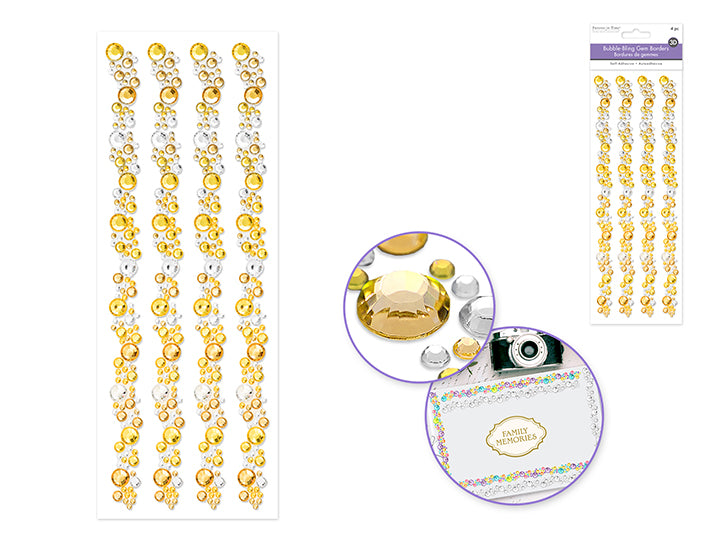 Bubble Bling Border Stickers 3.7x10.4in 4pc Gold