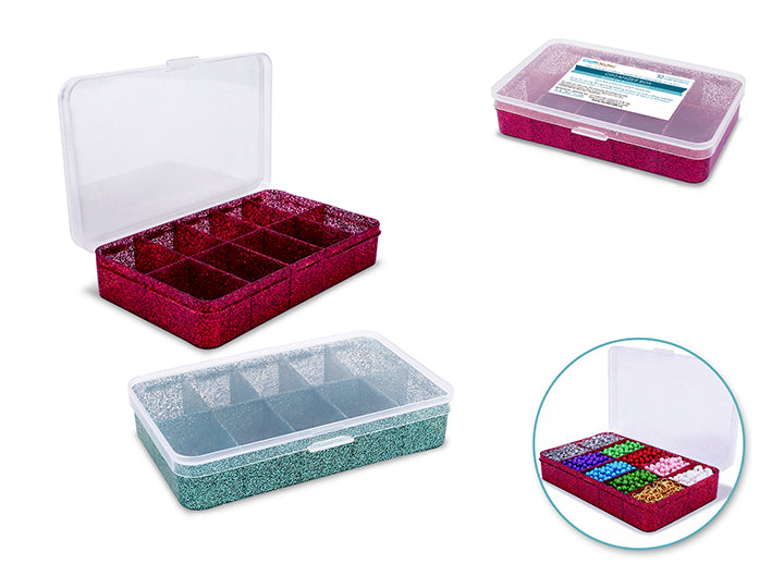 Glitter Organizer Box 10-Compartment 5.7x3.7x1.3in Assorted