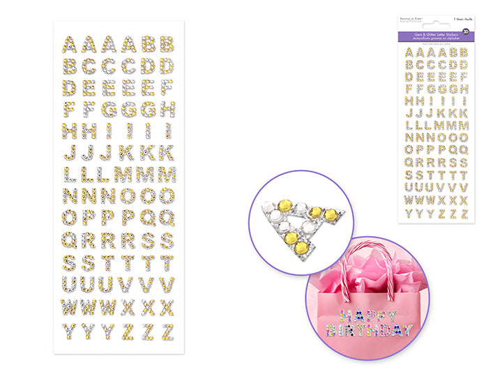 Alpha Gem Stickers 3.3x7.8in 84pc 10mm Gold